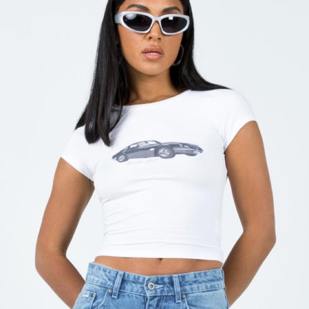 Princess Polly White Fitted Crop T-Shirt